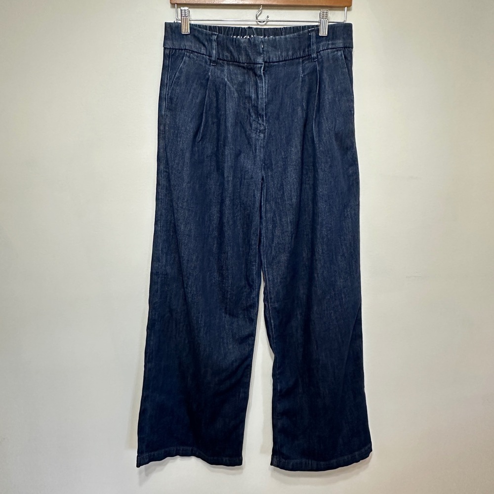 American Eagle Wide Leg Trouser Jeans Womens 0 Blue High Rise Denim Casual